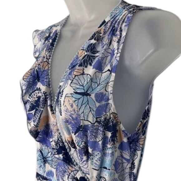 Poupette St Barth Gwen Wrapped Blue Mariposa Butterfly Flutter Maxi Dress S - Picture 5 of 7